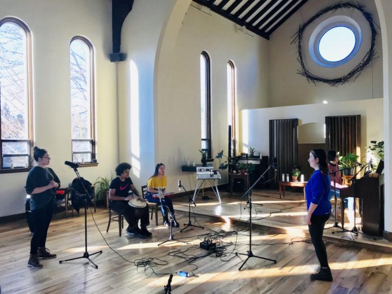 Lawrence students work on a recording last fall 