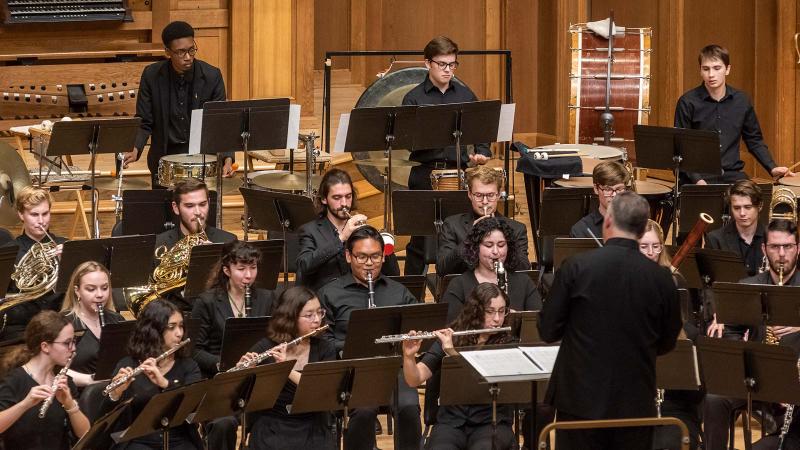 Lawrence Wind Ensemble performing on stage