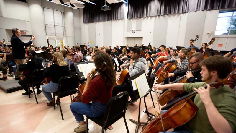 The Lawrence Symphony Orchestra rehearses