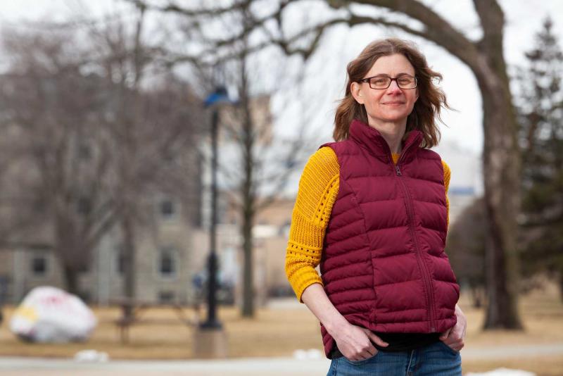 Stephanie Burdick-Shepherd poses for a photo on Main Hall Green.