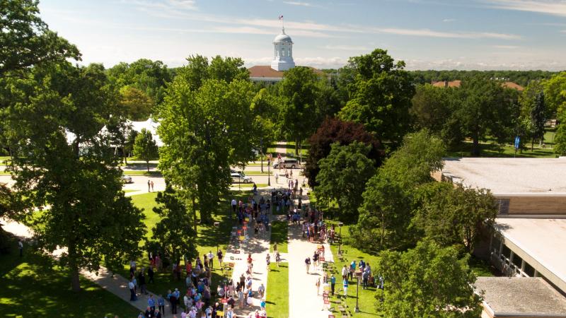 Aerial photo of class processional at Reunion