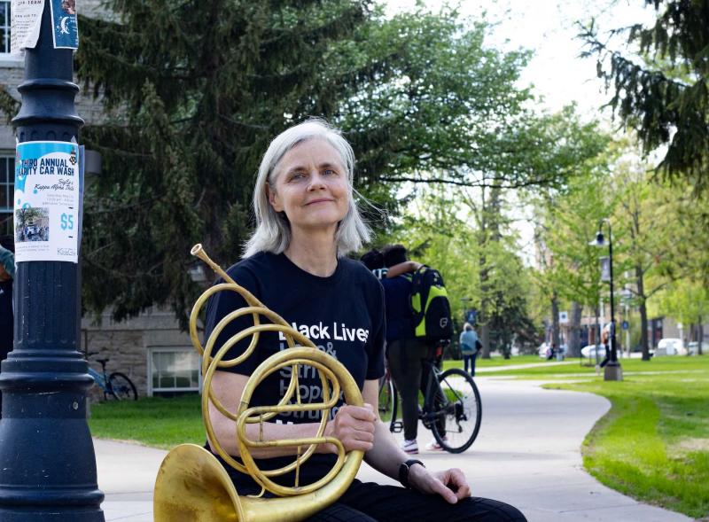 Ann Ellsworth poses for a photo on Main Hall Green.