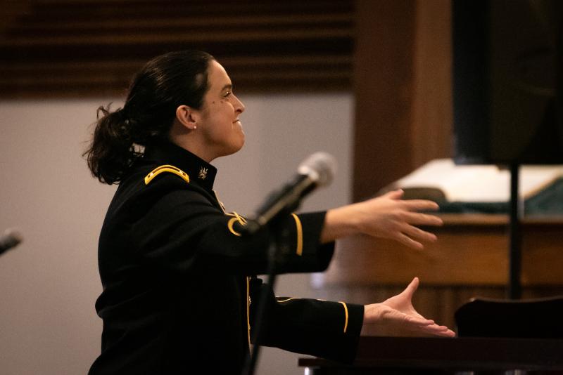 Bonnie Alger leads the U.S. Army Chorus in a performance last fall.