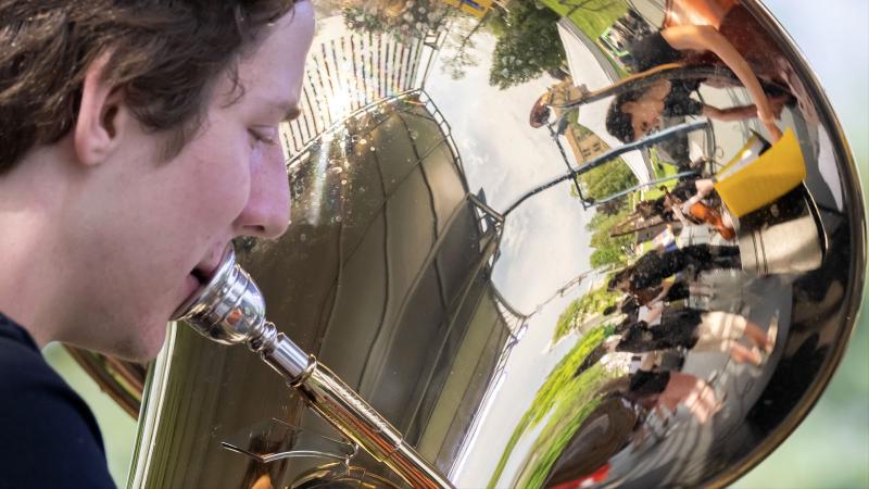 Student playing euphonium