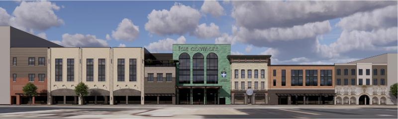 Rendering of the exterior of Fox Commons