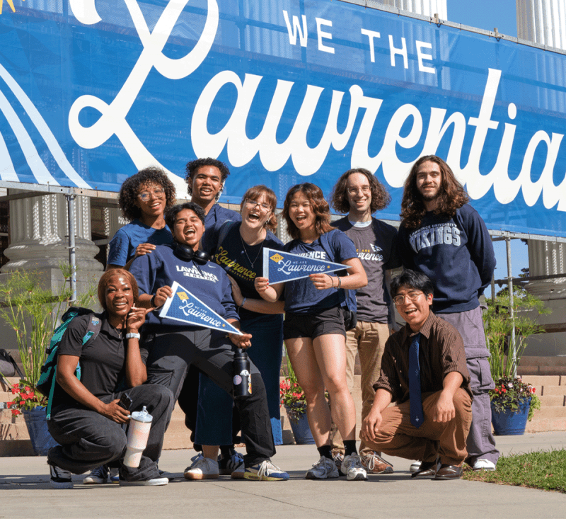 Aerial view of Lawrence University at sunset