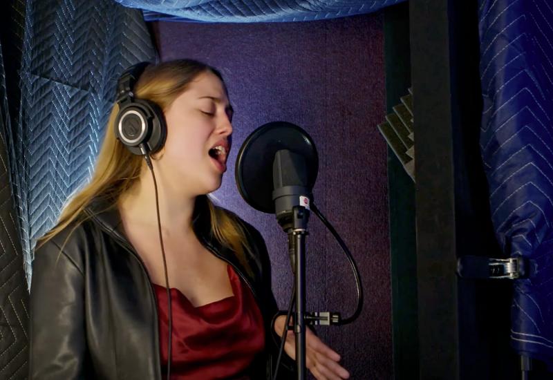 Kate Stevenson recording vocals at SOL Studios