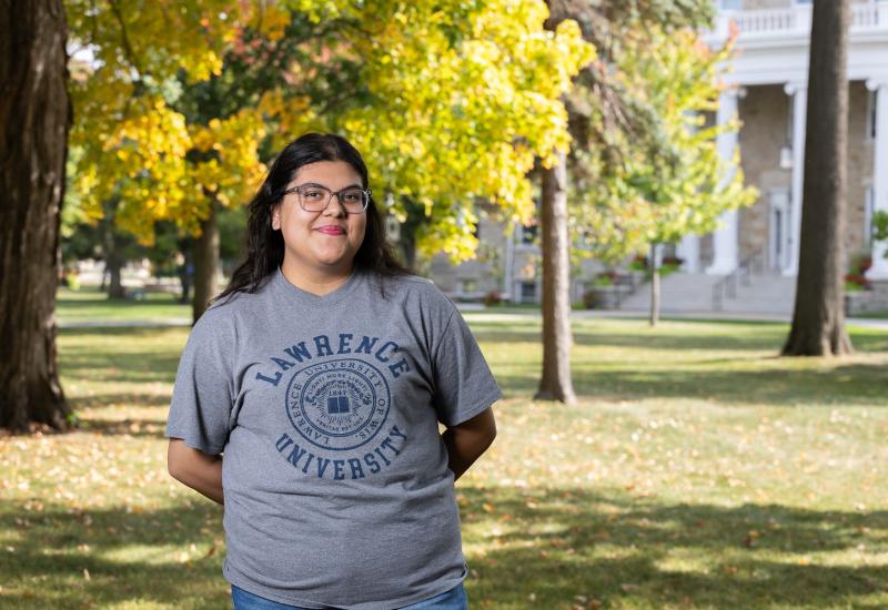 Poala Saldana Galvan poses for a photo on Main Hall Green.