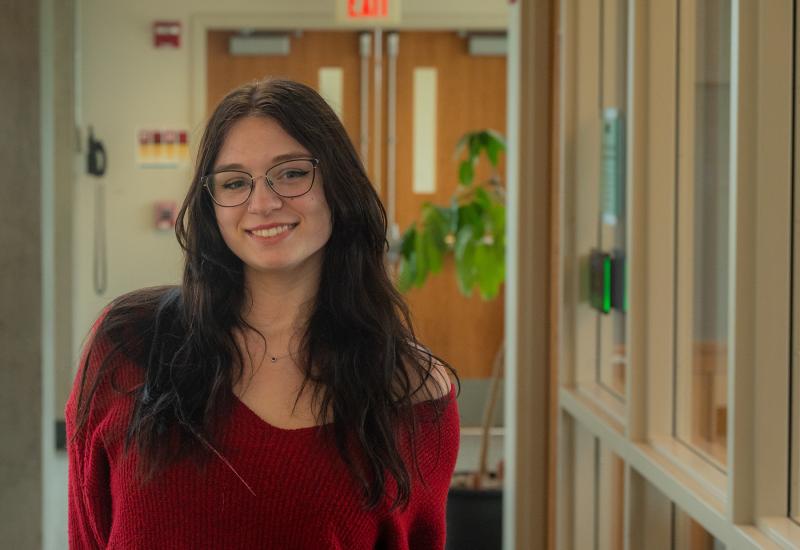 Maddie Bublik poses for a photo in Warch Campus Center.