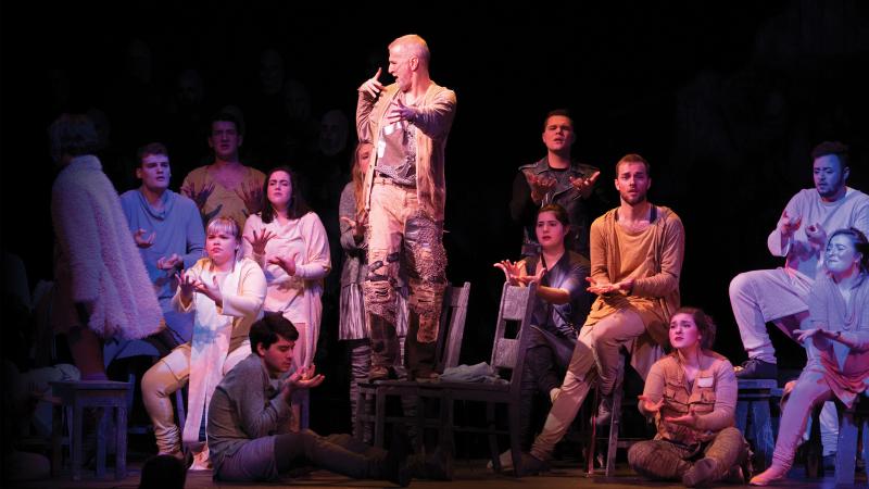 Opera show with Robert Schleifer (standing) and the cast of Mass. using sign language