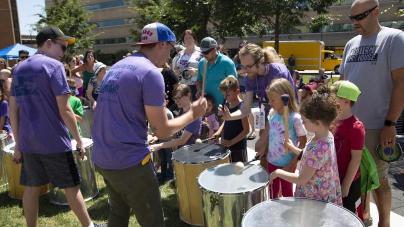 The Mile of Music Education Team works with children at last summer's Mile of Music in Appleton.