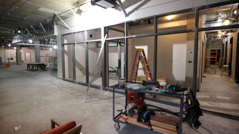 The second floor of Mudd Library being renovated