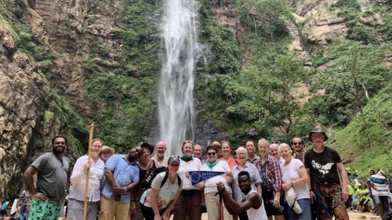 Lawrence alumni at Ghana Waterfall