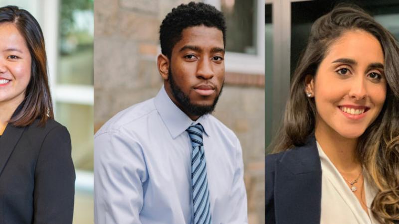 Headshots of three Lawrence students 