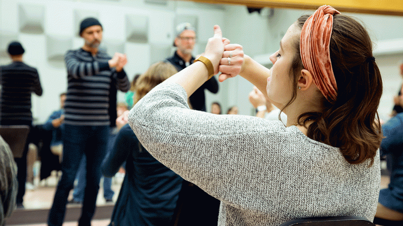 Lawrence University Conservatory of Music students rehearse ASL sign language