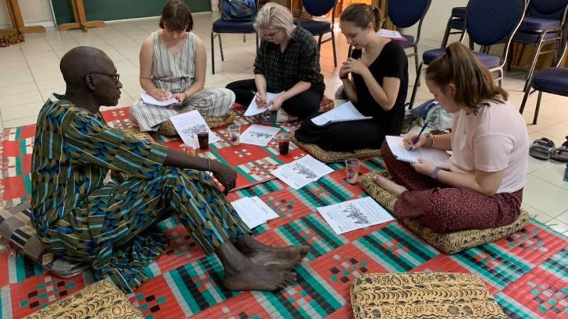 Lawrence students meet with instructors daily in the Baobab Center, Dakar.