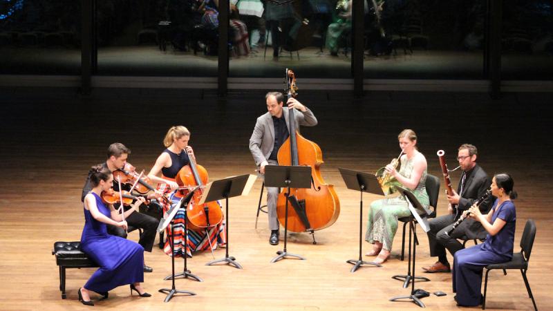 Musicians performing on a stage