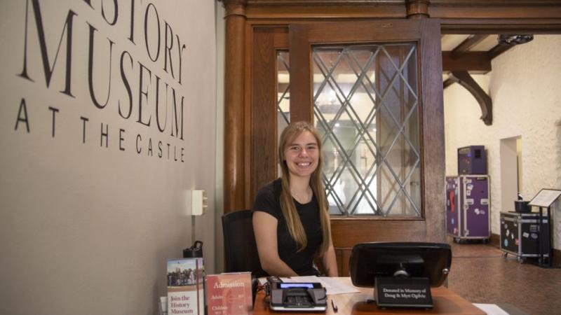 Johanna Kopecky ’21 works at the History Museum at the Castle through a federal work study program.
