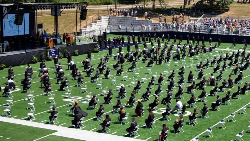 Commencement takes place at the Banta Bowl