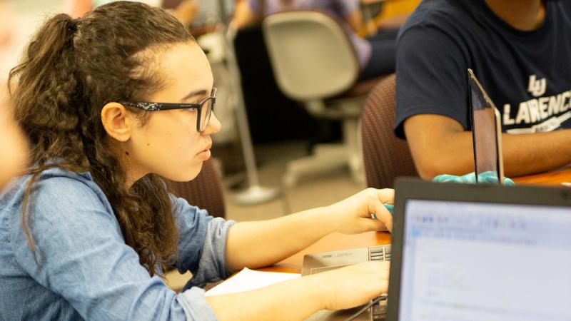 Student works in Computer Science lab