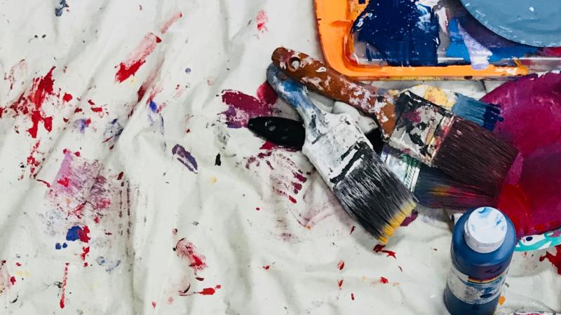 Messy painting supplies