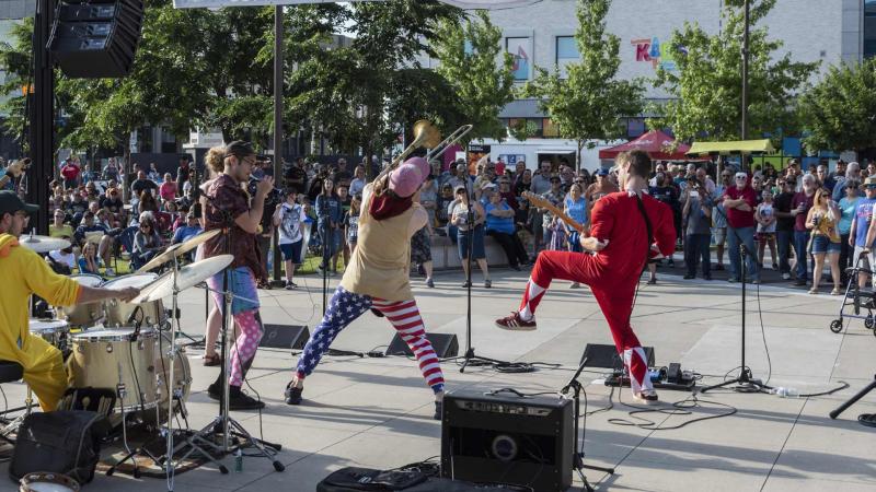 Band performing during Appleton's summer concert series