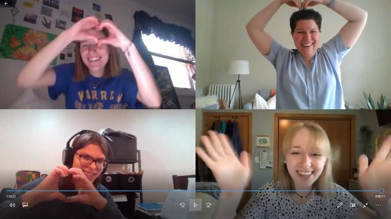 Screenshot of zoom session with Lawrence students and Community Programs Manager