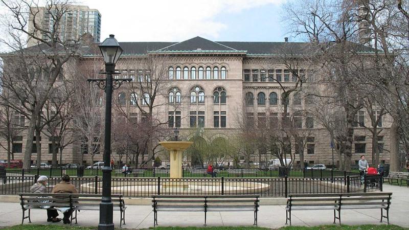 Newberry Library from Washington Park in Chicago, Illinois 