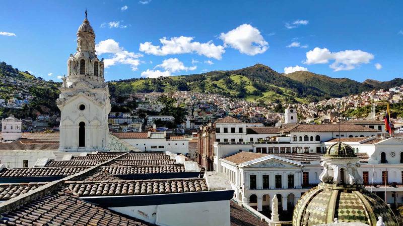 Rooftops of the historic centre of Quito Old Town in Ecuador