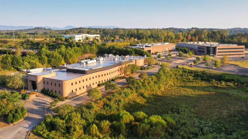 Aerial of the Oak Ridge National Laboratory campus near Knoxville, Tennessee, USA