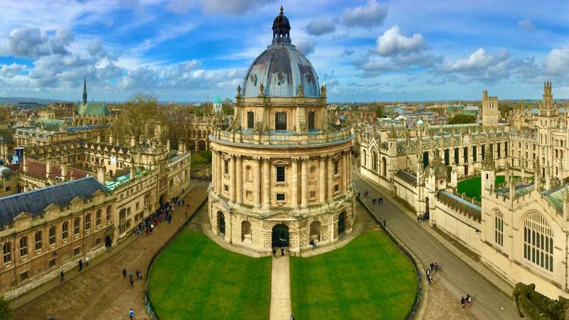 Aerial of the Radcliffe Camera at Oxford University