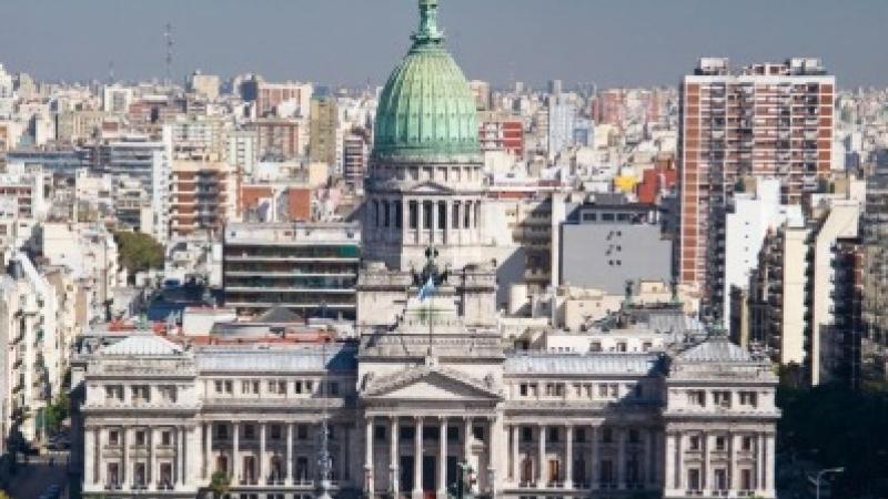 View of Buenos Aires skyline with the Palace of the National Congress in the foreground.