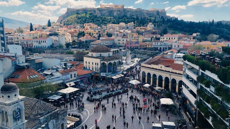 View of Athens, Greece with Mount Lycabettus in background