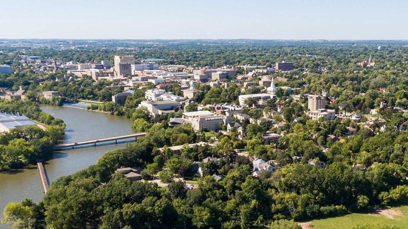 Aerial drone photo of Appleton and the Fox River