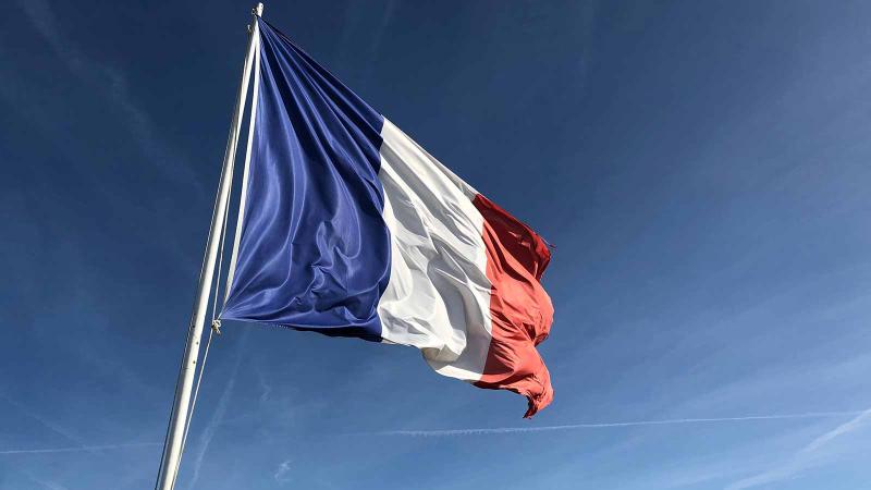 French flag waving in the wind.