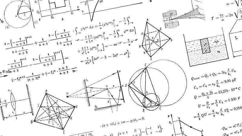 Physics equations and diagrams.