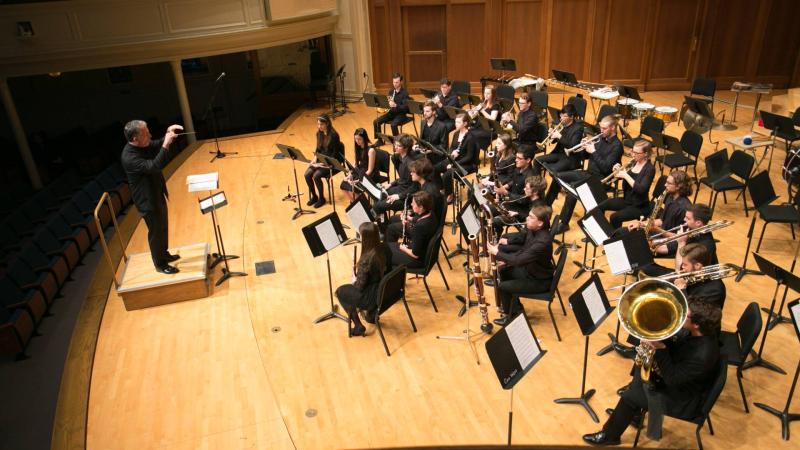 Lawrence University Wind Ensemble performing on the Memorial Chapel stage