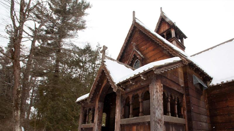 Boynton Chapel during snowfall