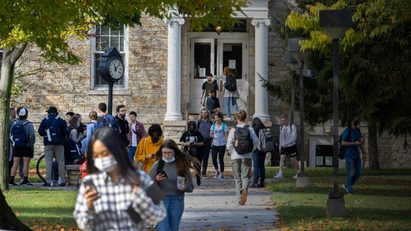 Students walking to class outdoors