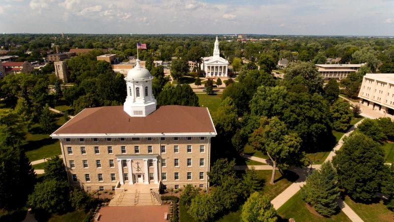 Aerial photo of the Lawrence campus looking to the north.