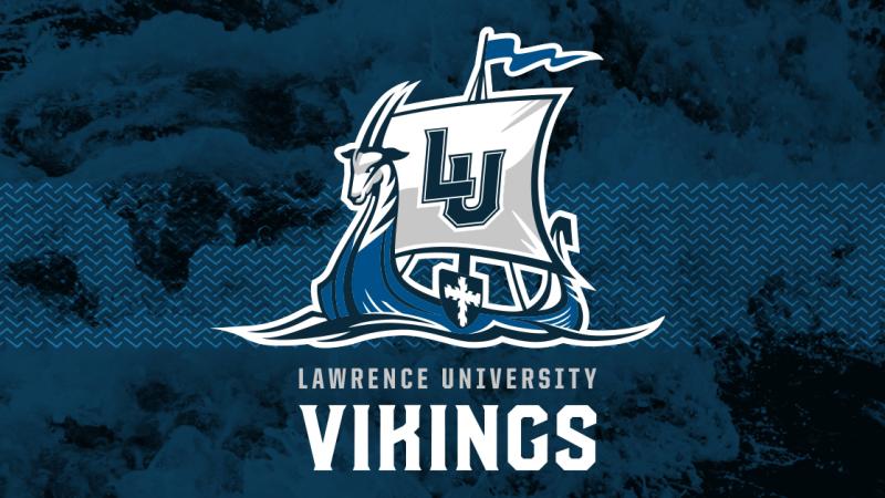 Rectangular banner with LU Viking logo in the center and the text "Lawrence University Vikings" across the bottom.
