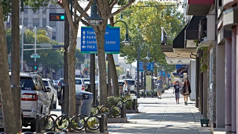 College Avenue in Appleton Wisconsin on a sunny summer day.