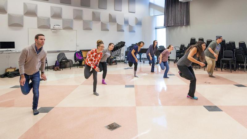 Students dancing in Music Education class