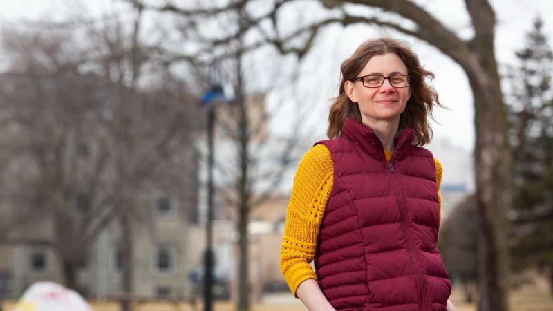 Stephanie Burdick-Shepherd poses for a photo on Main Hall Green.