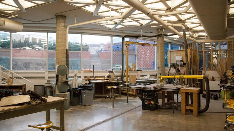 Large space with printmaking equipment 