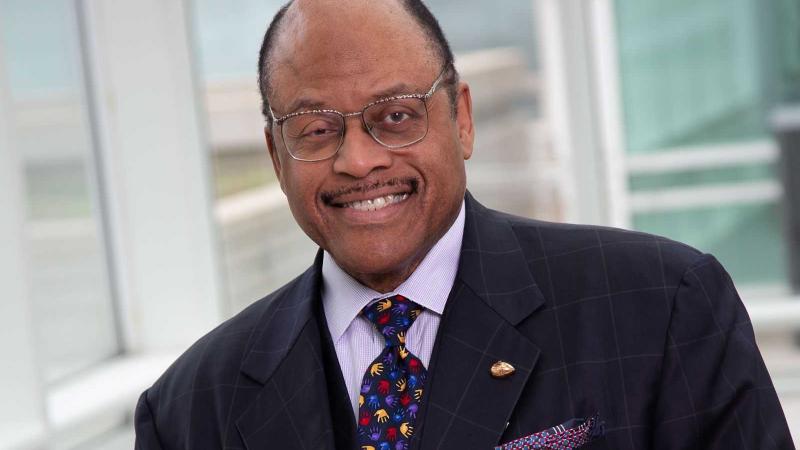 Joseph Patterson Jr. smiles in a 2019 portrait taken on campus during Reunion weekend.