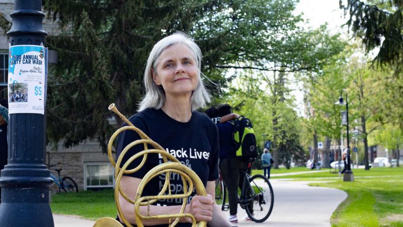 Ann Ellsworth poses for a photo on Main Hall Green.