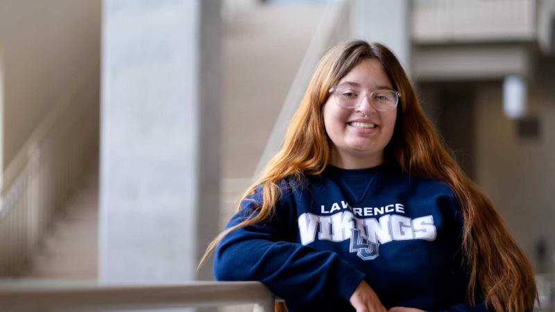 Eliza Peetz poses for a portrait on the Lawrence campus.