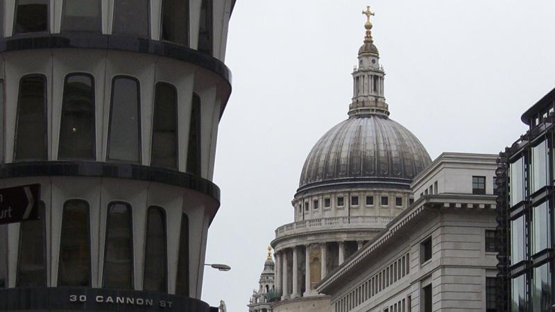 St. Paul's Cathedral is seen among the city landscape in London.