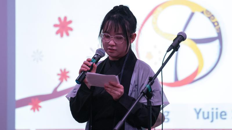 The Chinese Student Association gives a cultural presentation during a celebration of Lunar New Year .